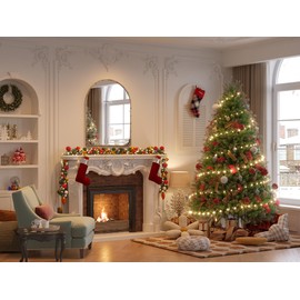 Brauthon Antique Brass Bathroom Mirror, 40" x 30" Vintage Vanity Gold Mirrors Floral Detailing, Ornate Arch Vanity Mirrors with Bamboo Design Metal Framed for Hallway Bedroom Bathroom Mantel