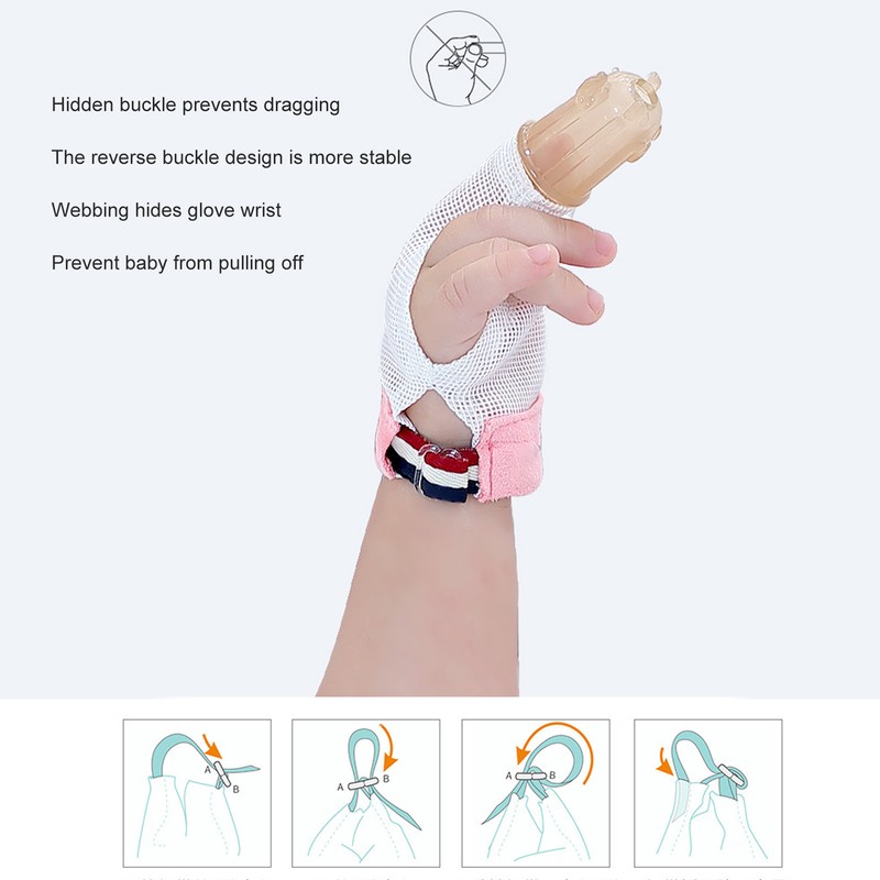 1 Pair Thumb Sucking Stop Glove Soft Adjustable with Buckle