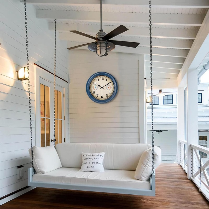 12 Inch Outdoor Clock with Thermometer and Hygrometer Combo, Waterproof