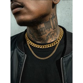 Richsteel Men's Necklace Chain, Gold Cuban Link Chain for Men 6mm 30Inch