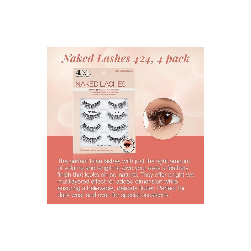 Ardell Strip Lashes Naked Lashes #424, 4 Pairs x 1-Pack