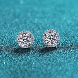 Tallwen Moissanite Stud Earrings for Women, Men,1ct DColor, 925 Sterling Silver,Include Jewelry Box,with certificate, Sterling Silver, Moissanite