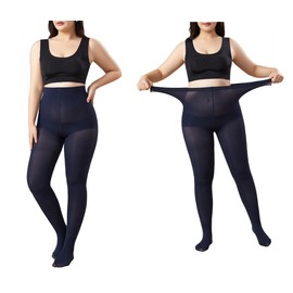 MOOCHI 2 Pairs Women's Plus Size Opaque Tights Navy 7X/8X