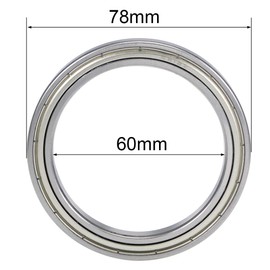 sourcing map 2 pieces 6812ZZ deep groove ball bearing Z2 60 mm x 78 mm x 10 mm double shielded chrome steel