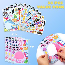 JOYIN 36 Pcs 9"x6" Sea Animals Make a face Stickers for Kids, Make Your Own Sea Animals Sticker Sheets, Party Favors Kids Crafts, Goodie Bags Stuffers for Kids, Classroom Rewards