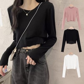 Long Sleeve Shirred Hem Crop Top for Pilates, Yoga & Sporty Layering PilaPole Wear Apricot/ONESIZE
