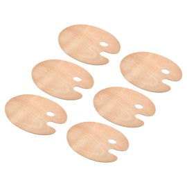 PATIKIL 12"x16" Wooden Paint Palette, 6 Pack Wood Painting Palette Color Mixing Oval Paint Tray Palette with Thumb Hole for Oil Watercolor Artist, Wood Color