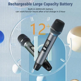 HWWR Wireless Microphones, Professional UHF Dual Microphones for Karaoke, Wireless Dynamic Microphone System Set with Rechargeable Receiver,Plug and Play, Speech, Wedding, Church, PA System