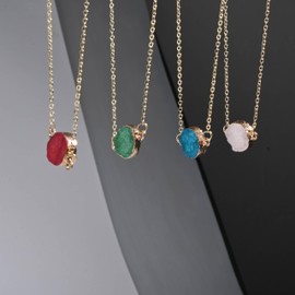 Gracayfr Unbiological Sister Gifts For Women Best Friend Necklace Christmas Gift Jewelry Druzy Healing Crystal Stone Sentimental Meaningful Unique Friendship Necklace Gifts Green