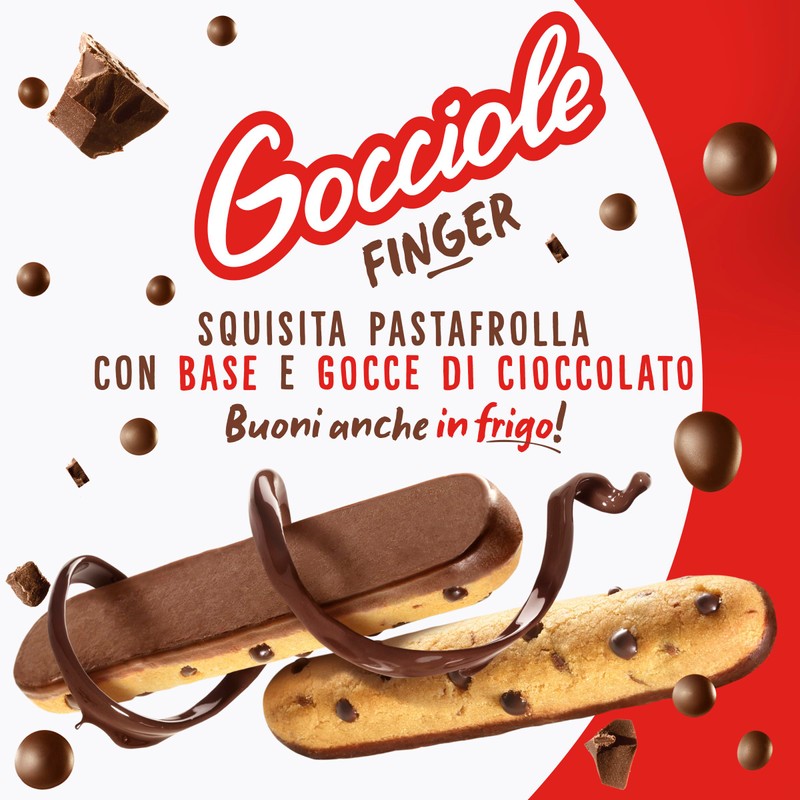 Pavesi Biscotti Frollini Gocciole Finger, Biscotti Snack, Pastafrolla con Base