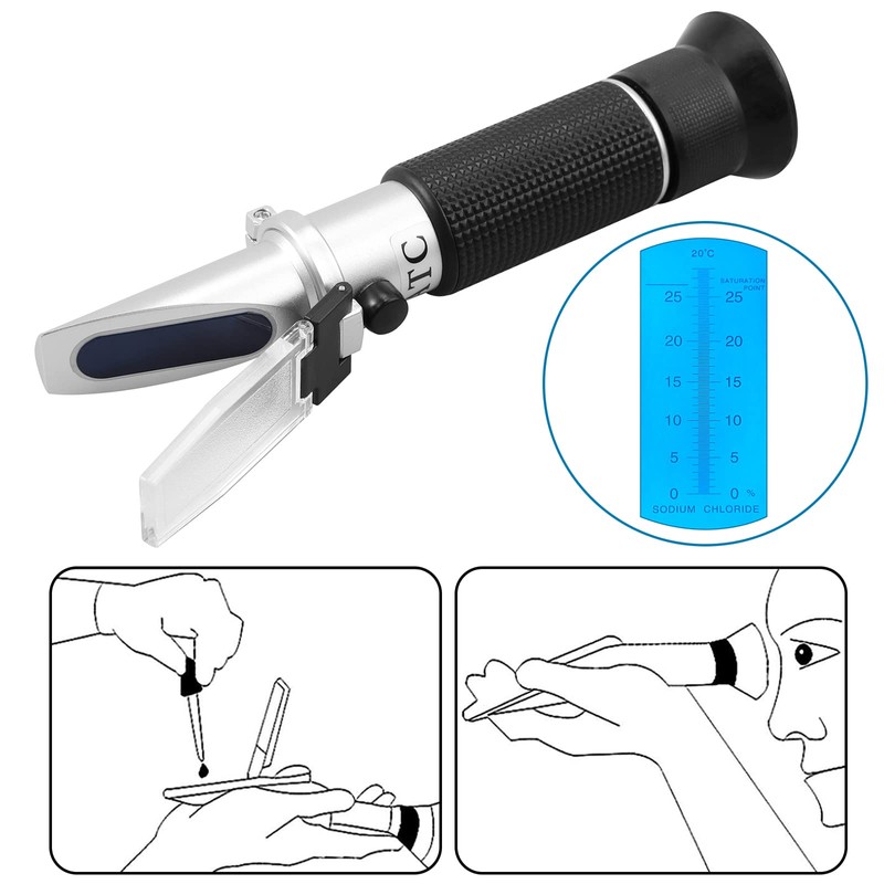 AUTOUTLET Salinity Concentration Meter, Salt Refractometer, Salt Concentration, Automatic Temperature