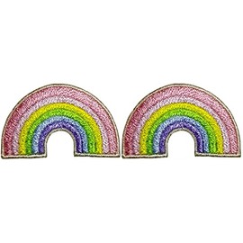 Papapatch Set 2 of Small Mini Tiny Cute Colorful Rainbow Sign Symbol Kids Baby Decal Decorative Clothes Repair Jacket T-Shirt Bags Applique Sew Iron on Embroidered Patches - Pink (RAINBOW-PK01-MINI2)