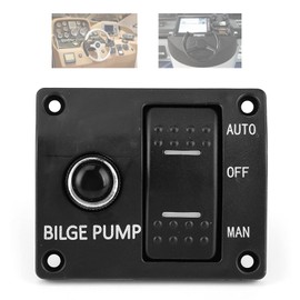 FAUOSWUK Metal Bilge Pump Switch Panel, 3 Way Bilge Pump Switch Panel Auto Off Manual switch 12V 24V LED Indicator Built In 15A Circuit Breaker Boat Accessory