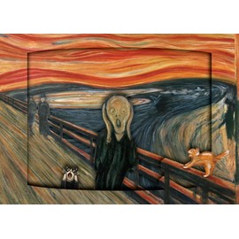 The Scream feat. Cats- 3D Diorama Card- for All Occasions- Art, Pop-up, Greeting Card, Birthday, Family, Congrats, Thinking of You - Fold Flat, Envelope Included