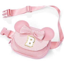 QLOVEA Daughter Gifts - Birthday Gifts for 3 4 5 6 7 8 9 10 11 12 13 Year Old Girls, Initial Fanny Pack Crossbody Bag Belt Bag Purse for Teen Girls Bean Pink B