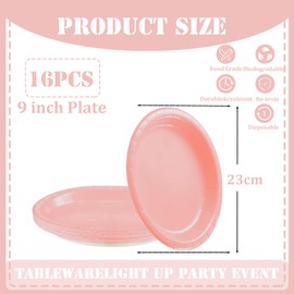 16Pcs Baby Pink Paper Plates Party Supplies,7" Round Dessert Dinner Luncheon Plates Plates Tableware Creative DIY Paper Plate Solid Color Party Plate for Kids Adult Birthday,BBQ,Picnic,Baby Shower