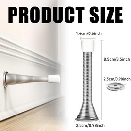 Pack of 5 Wall Door Stops, Stainless Steel, 8.5 cm Door Stop, Wall Mounted with Rubber Buffer Includes Fixings, Door Hlag to Protect Your Walls and Room Doors