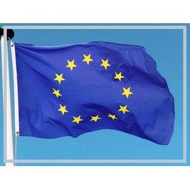 Aricona European flag 90 x 150 cm with brass eyelets, classic, weatherproof flag for flagpole, 100% polyester