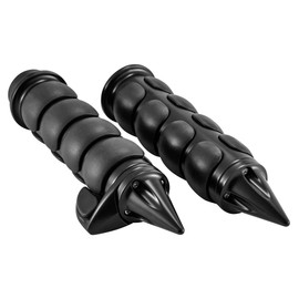TUINCYN Motorcycle Handlebar Grips Spike 1 Inch 25mm Rubber Hand Grip With Contoured Throttle Boss Compatible with Harley Davisdon Kawasaki Suzuki Y-amaha (Black)