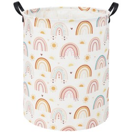 TIBAOLOVER Rainbow Kids Laundry Basket Baby Hamper Rainbow Toy Storage Bin for Boys Room Decor Baby Nursery Hamper Gift Baskets for Bedroom Bathroom(Sun Rainbow)
