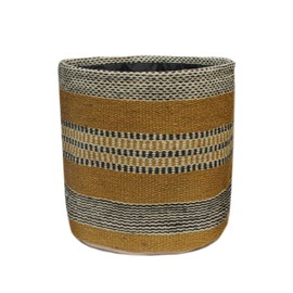 Sturdy Jute Planter Basket Modern Woven Basket for 8" Floor Indoor Planters, 10” x 10” Storage Organizer Basket Home Decor, Boho Chic Storage Earth-Friendly Planter (10x10 Inches, Multi Strip)
