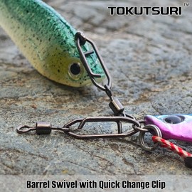 TOKUTSURI Power Fishing Clips Quick Change Snap Swivels Fishing Saltwater Freshwater Barrel Swivel Speed Clips Topwater Snaps Fishing Tackle Black 65Lbs 40Pcs