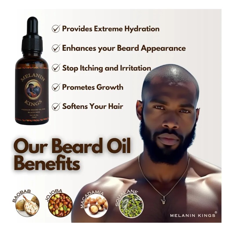 Kit De Cuidado De Barba Melanin Kings Para Hombres -