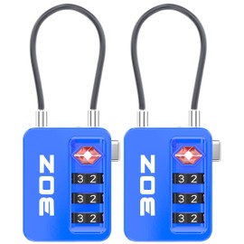 3OZ Cerraduras de cable de equipaje de 3 dígitos aprobadas por la TSA, candado de combinación pequeña, esferas grandes, ideal para viajes (azul, 2 unidades)