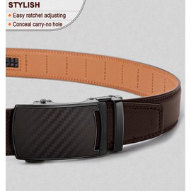 KEMISANT Mens Belt, Leather Ratchet Belt Customizable Fit,Effortless Style 35mm(Deep Brown,26"-32" Waist Adjustable)