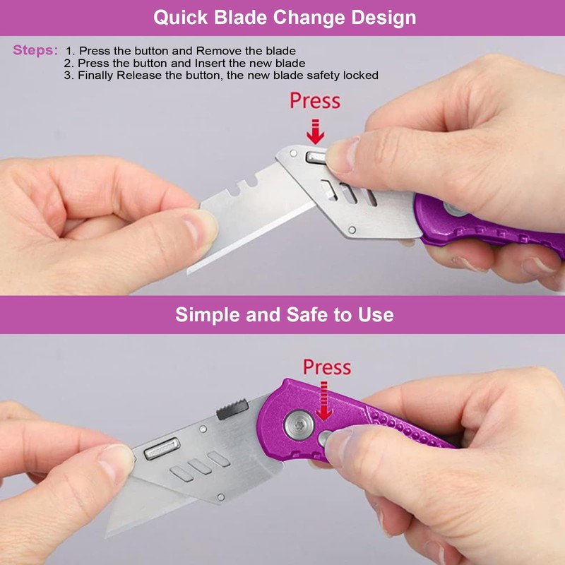 Vickay Folding Utility Knife, Box Cutter with 5 SK5 Quick