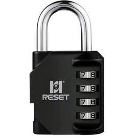 RESET -060 4 Digit Combination Lock Suitable for Gymnasiums, Schools, Lockers, Gate Traps, Fences, Toolboxes, High Security, Black, 1 Pack