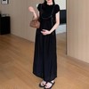 Momkong Summer Maternity Overalls & Pants (Nursing Friendly) Black M