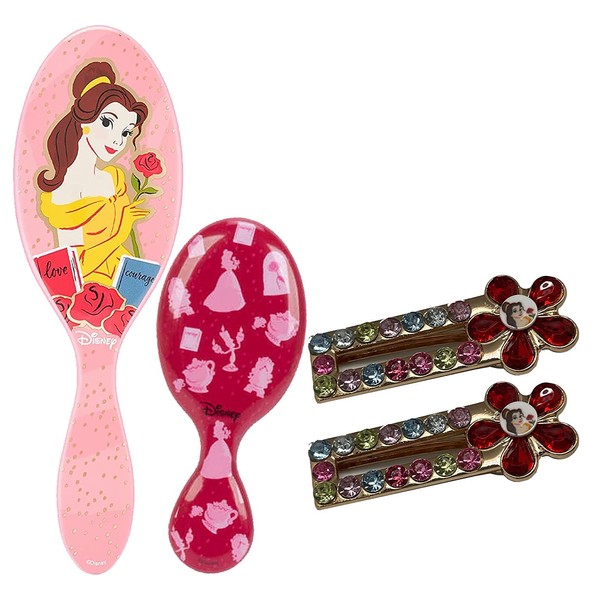 Wet Brush Detangle & Style Set, Limited Edition Detangling Accessory Bundle Kit for All Hair Types, Princess Belle (Beauty and the Beast)