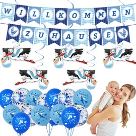 Pack of 22 Welcome Home Baby, Welcome Garland, Stork for Birth, Baby Shower Decoration Boy, Welcome Home Garland, Decoration for Baby Home Decoration, Welcome Decoration
