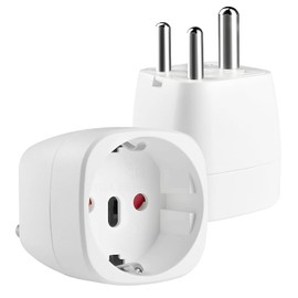 Oblinple Pack of 2 India Travel Adapter, EU to India Adapter, India Travel Plug Socket Adapter, Germany to India Socket, Europe to Type D Plug for Sri Lanka, India, Nepal, Maldives