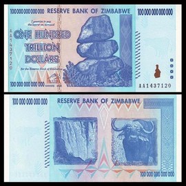 Generic Generic 100 Trillion commemorative paper, Uncirculated, Zimbabwe, blue/green, zim100000