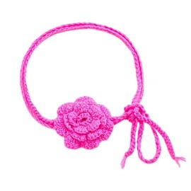 Blue Drop Elegant Knit Rose Flower Necklace for Women Trendy Corsages Handicraft Crochet Exaggerated Floral Choker Short Statement Choker Y2K Jewelry Gifts - Hot Pink