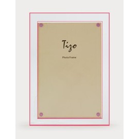 Tizo 4" X 6" Acrylic Crystal Clear Photo Frame, Pink DBL Border