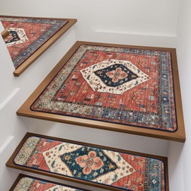 OJIA Non Slip Stair Treads Matching Mat for Wooden Steps, Square Capet Stair Treads Rubber Backing Stair Runner Anti-Slip Stair Landing Mat 31x31 inch