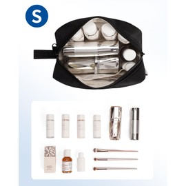 Narwey Small Makeup Bag for Purse Travel Makeup Pouch Mini Cosmetic Bag Zipper Pouch for Women (Black, Small)