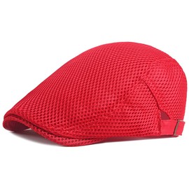 Lacquest Ultra Lightweight Full Mesh Hunting Cap, Unisex, Men's/Women's, Newsboy Cap, Moisture Wicking, Breathable, Mesh, Spring and Summer, Hunting, red