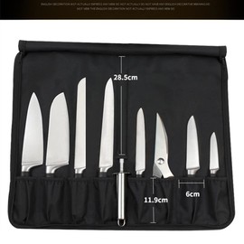 PUBAMALL Bolsa enrollable para cuchillos de chef, 8 bolsillos en total para cuchillos y utensilios de cocina