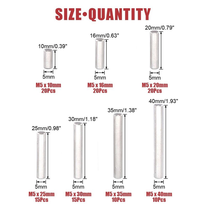 Hilitchi 110 Pcs Dowel Pin Stainless Steel Shelf Support Pin