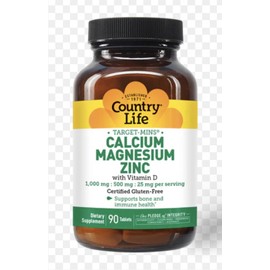Country Life Calcium Magnesium Zinc with Vitamin D, 90 Tablets, EXP 10/2025