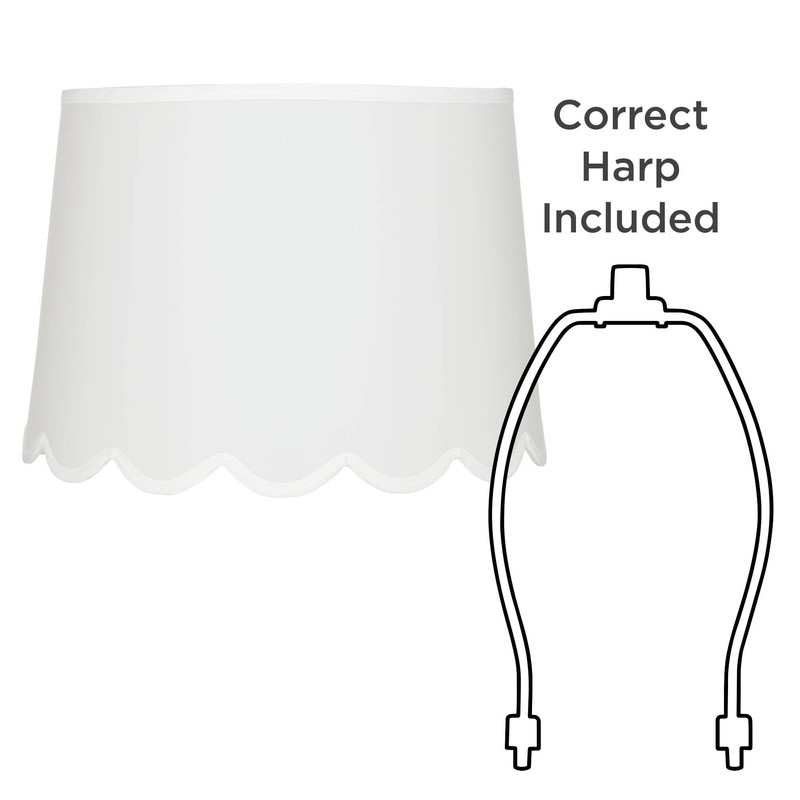 Hardback Scallop Bottom Empire Lamp Shade White Large 13" Top