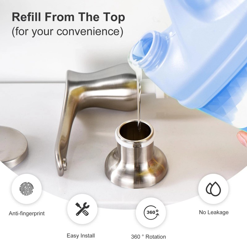 Gagalife Kitchen Sink Soap Dispenser - Brushed Nickel Built in