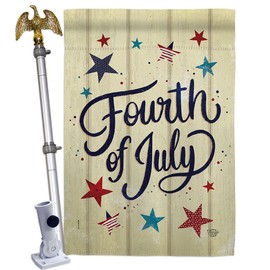 Fourth Of July Stars House Flag Eagle Set Americana Independence Day Fireworks BBQ United State American Small Decorative Gift Yard Banner Double-Sided Made In USA 28 X 40