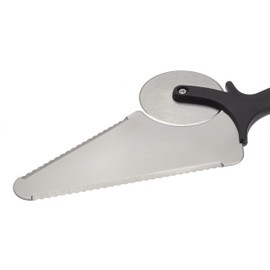 TURBO PRODUKTE Pizza Cutter, Pizza Roller, Pizza Shovel, All-in-One, Sharp Blade, Dishwasher Safe, Stainless Steel