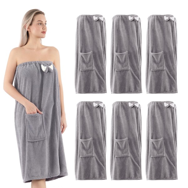 AUECOOME 6 Pcs Spa Robe Bath wrap Towels for Women
