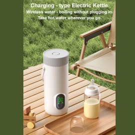 SASKATE Portable Electric Kettle Rechargeable Cordless Travel Kettle 350ML 10 Min Quick Boil 12H Constant Temperature 4 in 1 Design with 27000mAh Battery for Outdoor Camping Car Travel